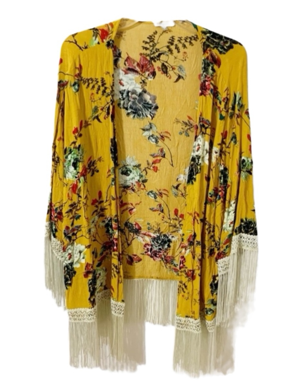 Jodifl Floral Boho Style Bell Sleeve Open Front Lightweight Kimono Cardigan 🟨🟩